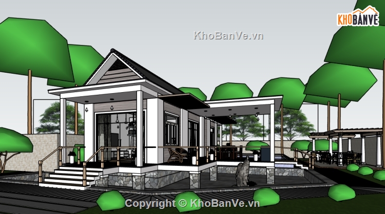 biệt thự vườn,Sketchup nhà vườn,Sketchup,Biệt thự,file Sketchup Biệt thự