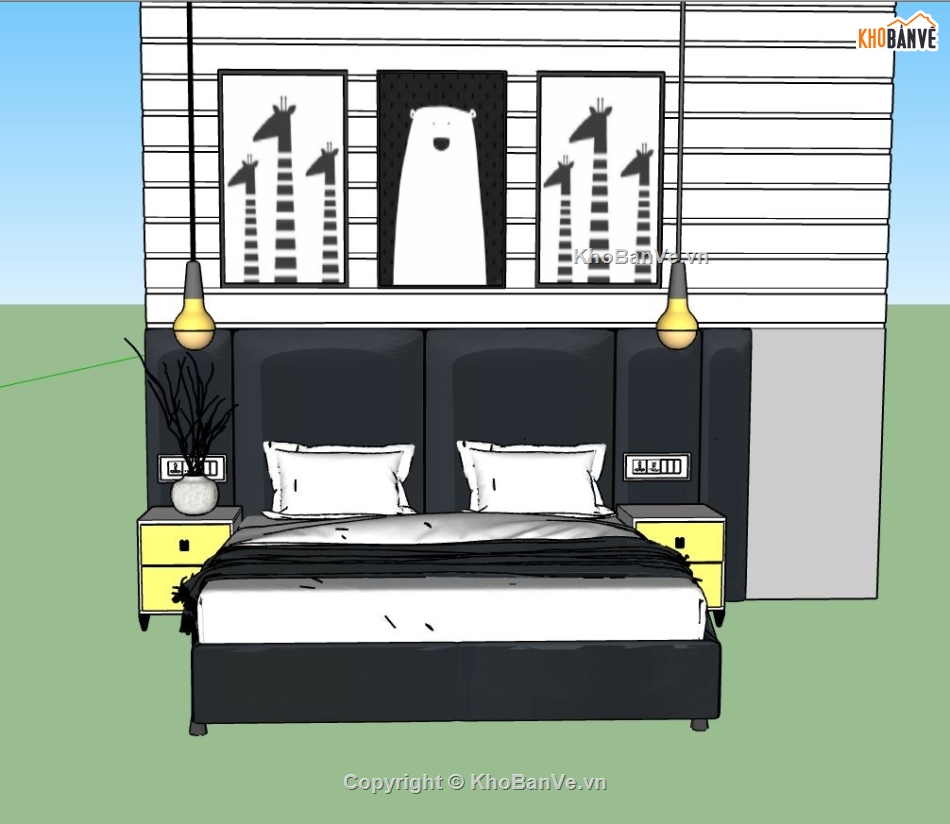 nội thất phòng ngủ,sketchup nội thất phòng ngủ,phòng ngủ 3d sketchup