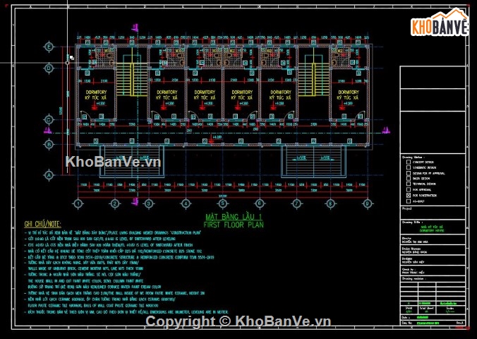 bản vẽ ký túc xá,nhà ký túc xá 2 tầng,ký túc xá 2 tầng