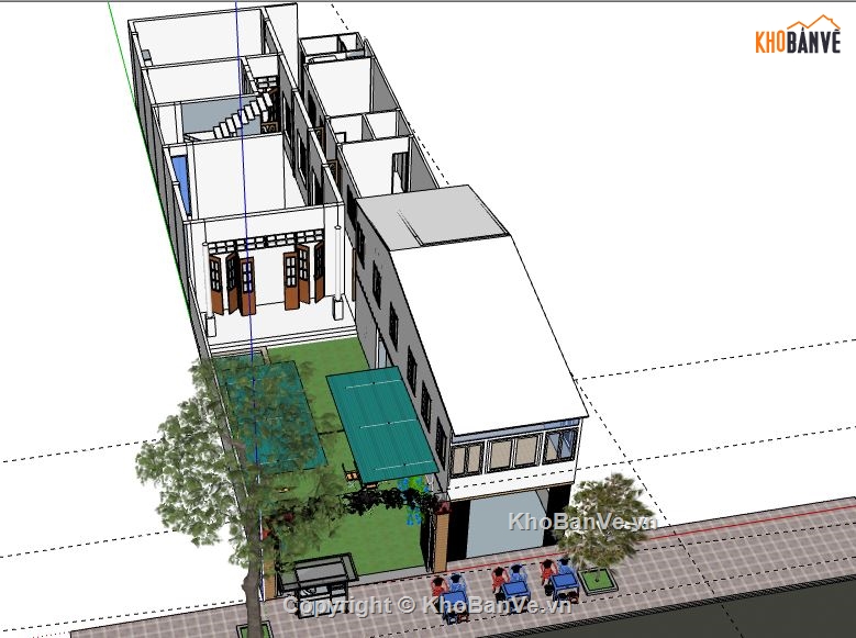 Cafe 2 tầng,file su cafe 2 tầng,sketchup cafe 2 tầng