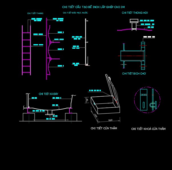 lắp ráp bể inox,bể inox,file cad lắp ráp bể inox