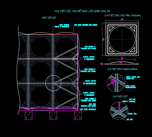 lắp ráp bể inox,bể inox,file cad lắp ráp bể inox