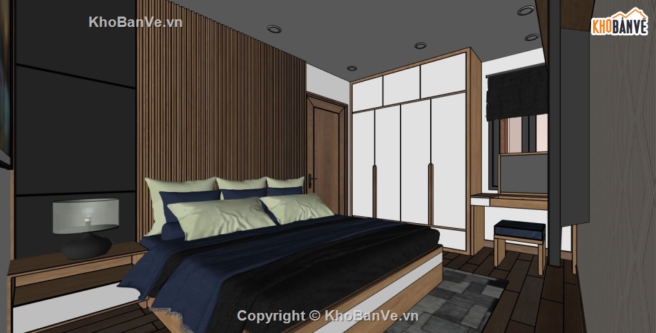 3d sketchup phòng ngủ,3d phòng ngủ,phòng ngủ sketchup,file su phòng ngủ