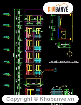 Bản vẽ,Bản vẽ nhà phố,nhà cao tầng,nhà 7 tầng,nhà ở rộng 3-4m