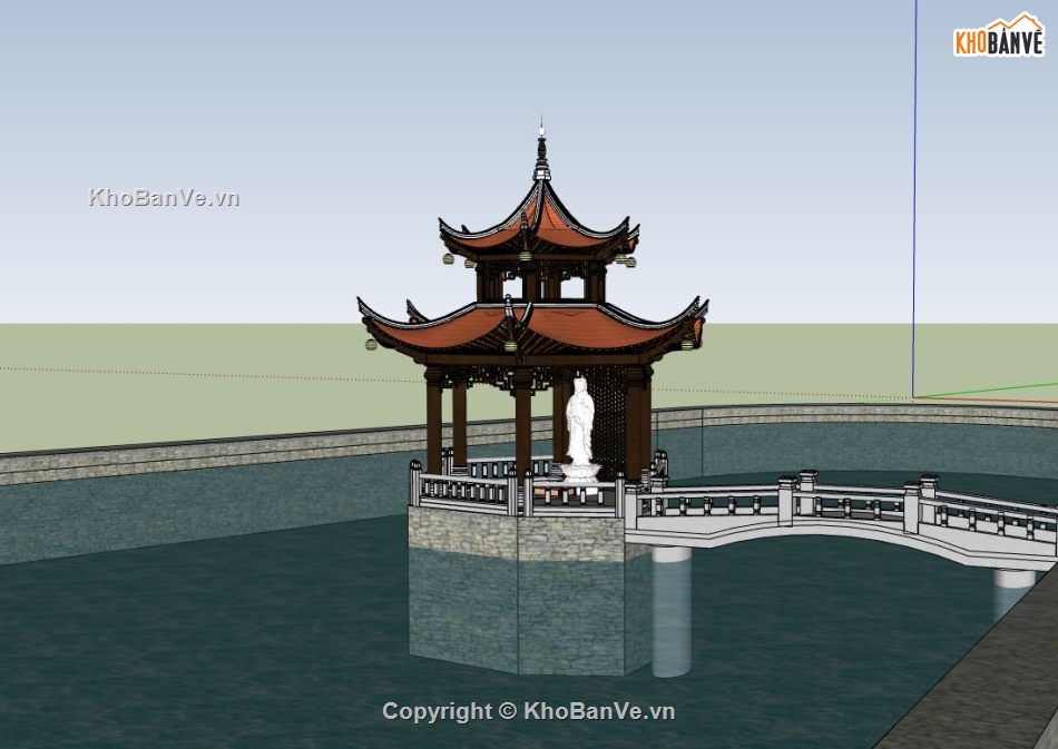 Chùa quế file sketchup,model su chùa quế,chùa quế model sketchup,file sketchup chùa quế