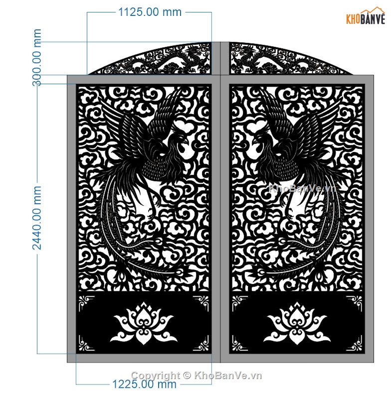 cổng đẹp 2 cánh CNC,file cnc cổng 2 cánh chim công,mẫu cổng 2 cánh chim công