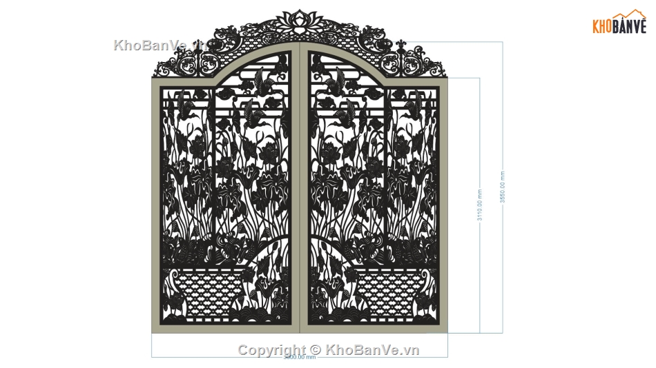 cổng 2 cánh CNC đẹp,cổng đẹp 2 cánh CNC,cổng 2 cánh hoa sen