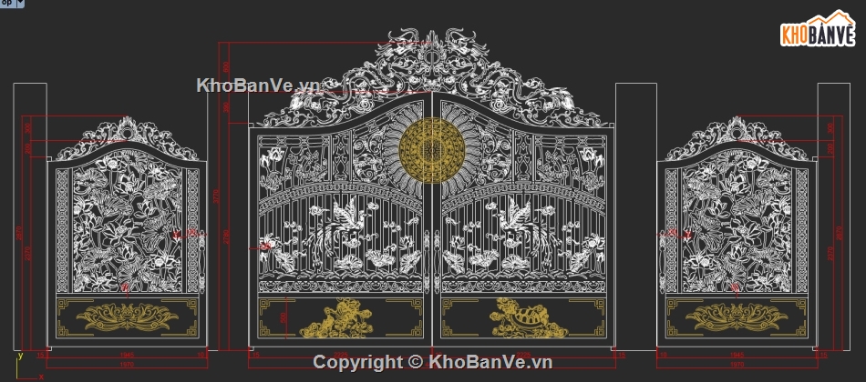 cổng 2 cánh cnc,file cnc cổng sen tứ linh,mẫu cnc cổng sen tứ linh