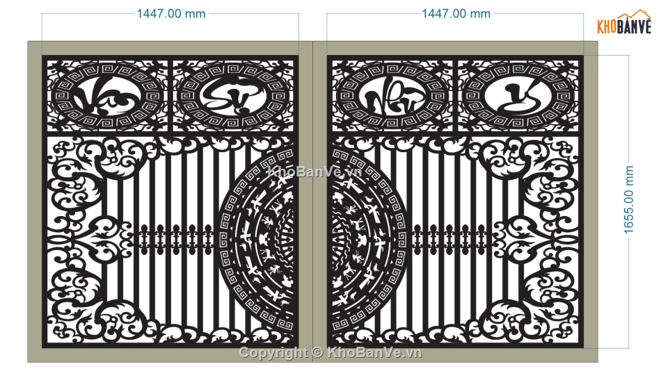 CNC cổng 2 cánh,cổng 2 cánh dxf,cổng 2 cánh vạn sự như ý
