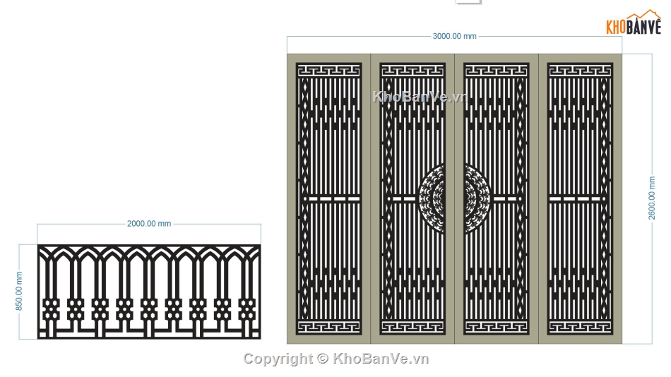 hàng rào,cổng 4 cánh cnc,cổng và hàng rào