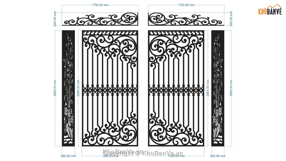 File cnc cổng 4 cánh,mẫu cổng 4 cánh cnc,cnc cổng 4 cánh