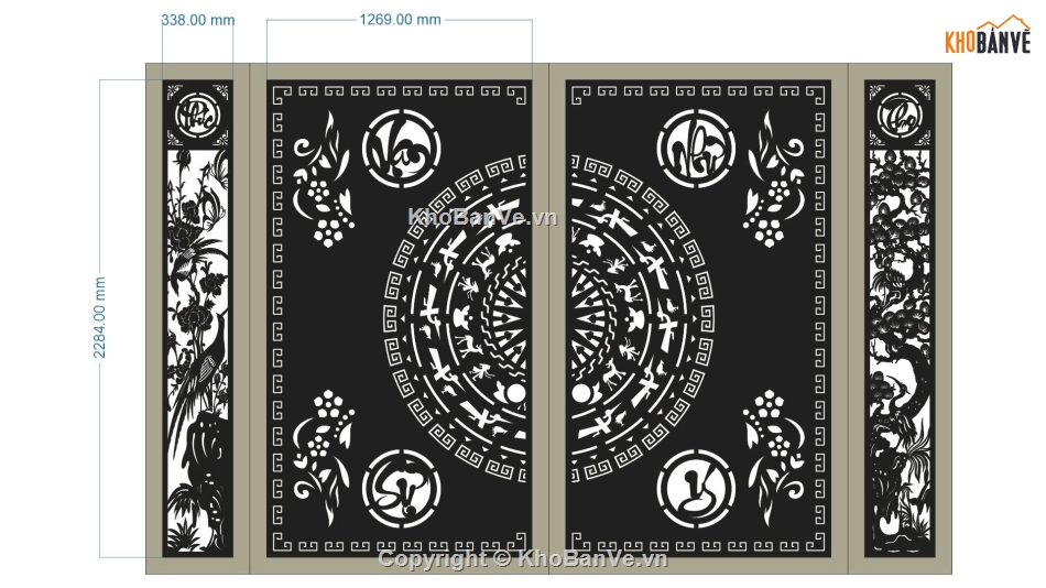 cổng 4 cánh,file cổng 4 cánh vạn sự như ý,mẫu cổng 4 cánh