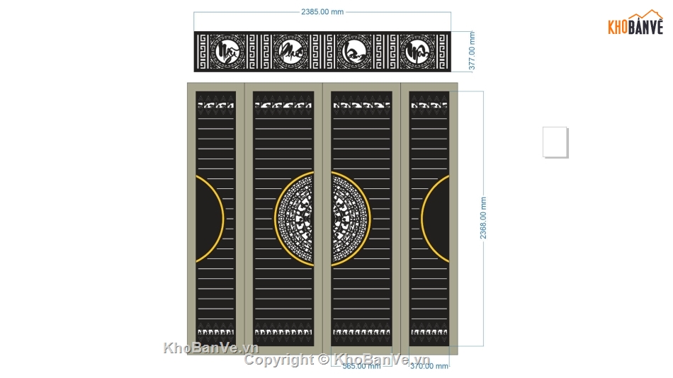 Cổng 4 cánh,ngũ phúc lâm môn,Cổng 4 cánh CNC đẹp,cổng đẹp 4 cánh