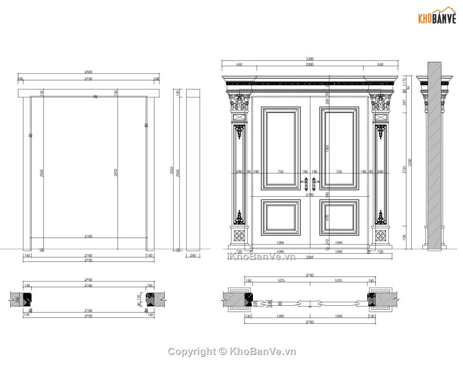 cửa cổ điển,bản vẽ chi tiết cửa gỗ nội thất,file bản vẽ cửa gỗ autocad