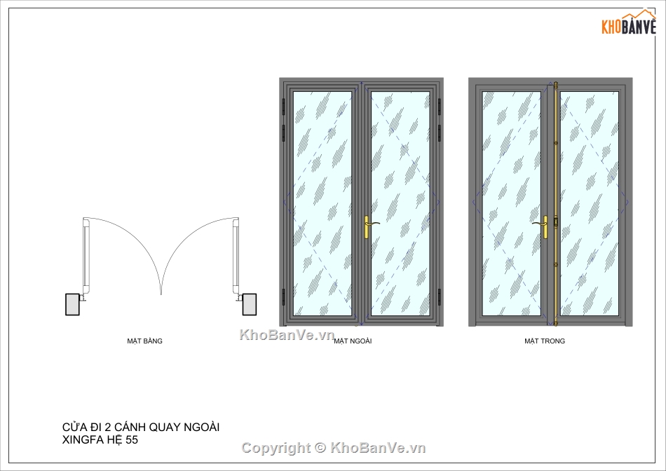 Family cửa nhôm xingfa,cửa xingfa 2 cánh,family revit,Cửa đi xingfa hệ 55 2 cánh