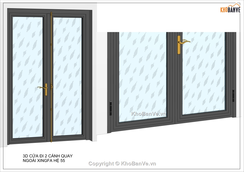 Family cửa nhôm xingfa,cửa xingfa 2 cánh,family revit,Cửa đi xingfa hệ 55 2 cánh