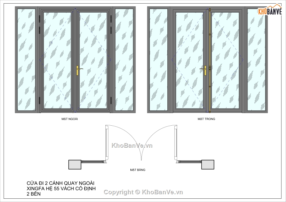 Family cửa nhôm xingfa,cửa xingfa 2 cánh,Cửa nhôm Xingfa 2 cánh mở quay ngoài,xingfa hệ 55 2 cánh mở quay ngoà