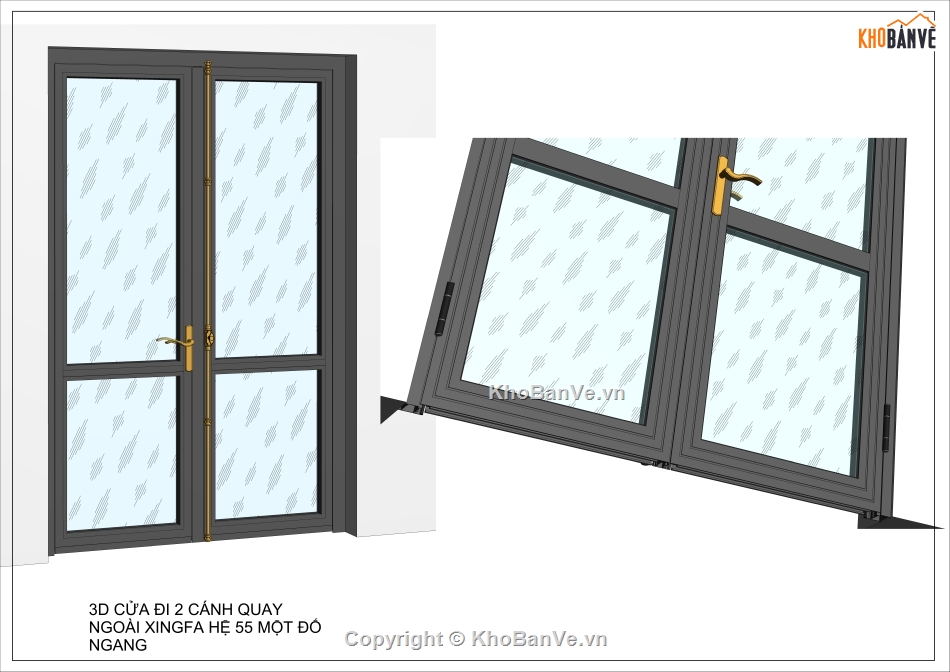 Family cửa nhôm xingfa,cửa xingfa 2 cánh,family revit cửa xingfa,family cửa cao cấp,ửa đi xingfa hệ 55 2 cánh