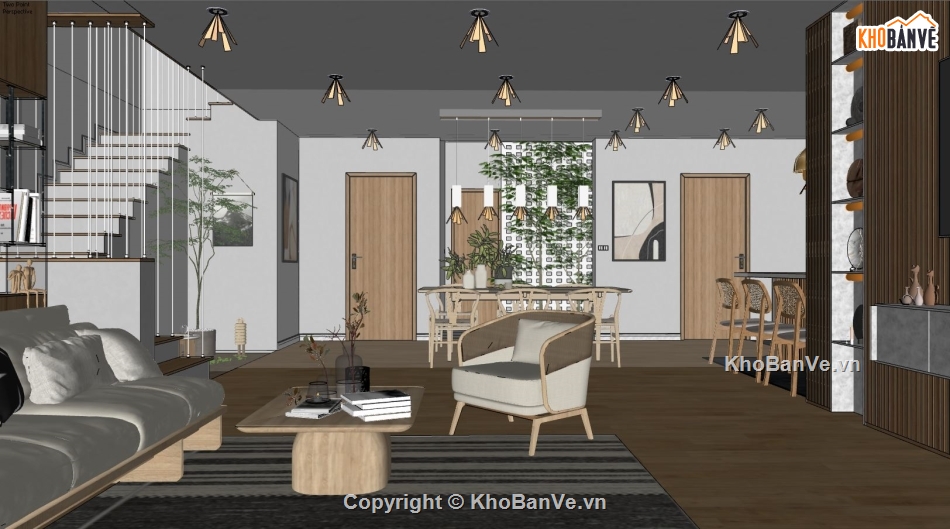 sketchup thiết kế nội thất,nội thất căn nhà,mẫu sketchup nội thất