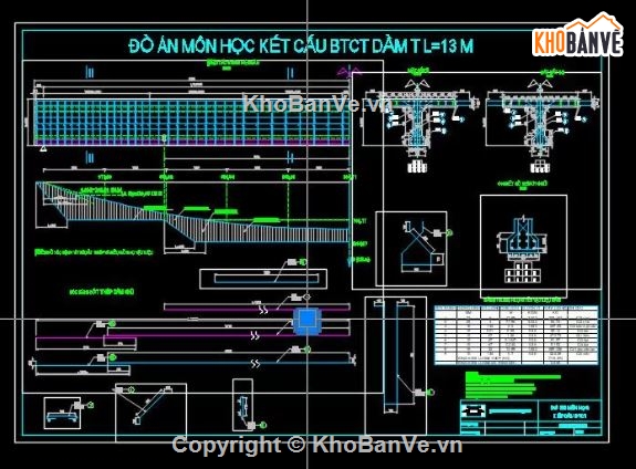 đồ án BTCT 1,Đồ án BTCT,Dầm T L=13m No3