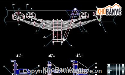 hệ thống treo xe tải,treo xe tải,file cad hệ thống treo xe