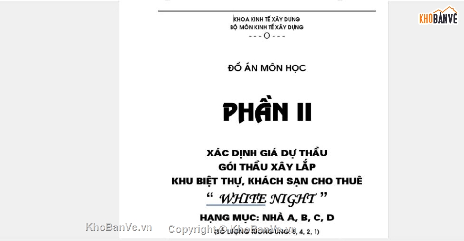 dự án xây dựng,Dự án đầu tư,Đồ án kinh tế xây dựng