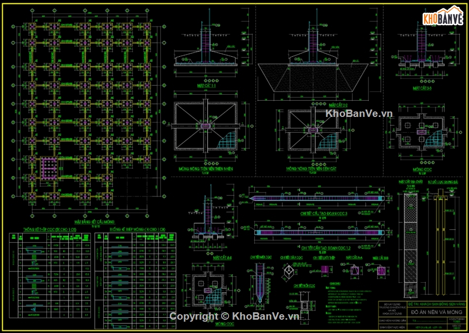 Đồ án nền móng,Đồ án,Đồ án nền móng BH1,dự án sinh viên,cad nền móng