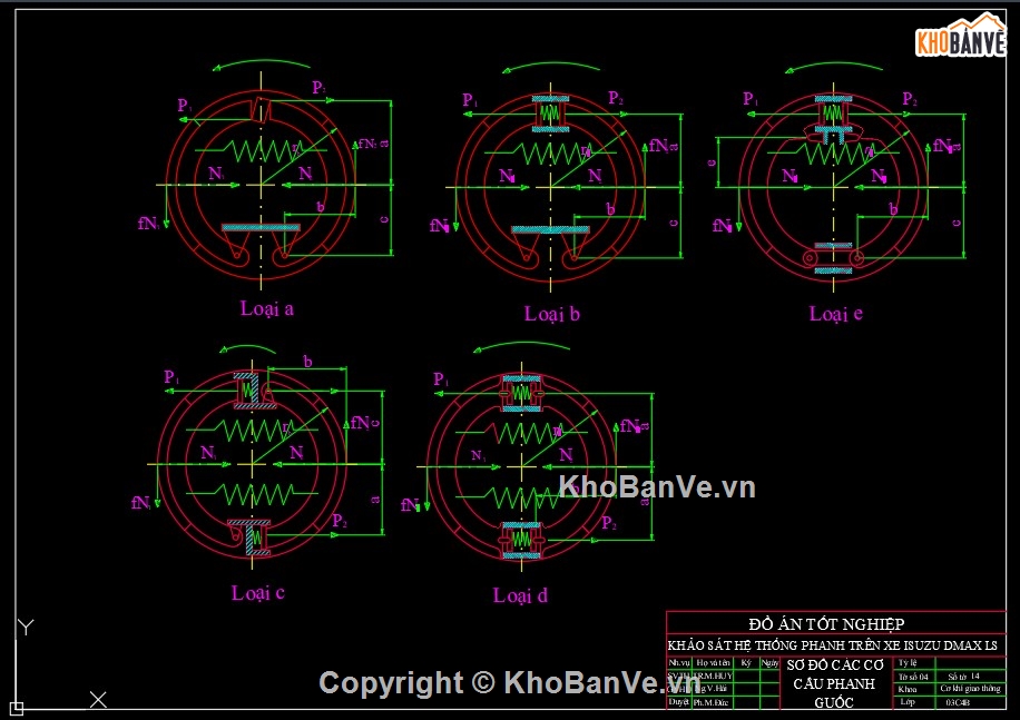 Đồ án thuyết minh xe,thiết kế xe,file cad hệ thống phanh xe,phanh xe ISUZU D-MAX LS