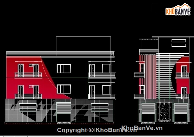 kiến trúc 3 tầng,nhà nghỉ 3 tầng,nhà nghỉ 8.8x18.7m,bản vẽ nhà 3 tầng,file cad kiến trúc nhà 3 tầng
