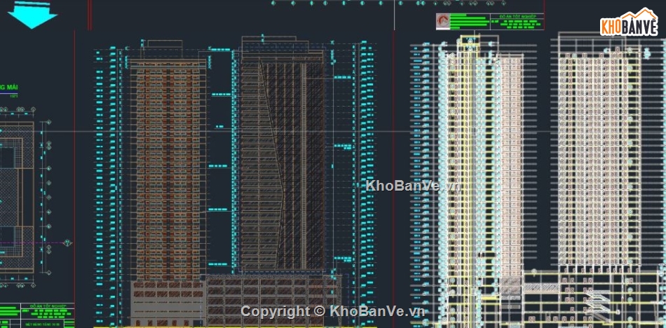 Mường thanh 104x47m 40 tầng,khách sạn 10 tầng,File cad ks mường thanh