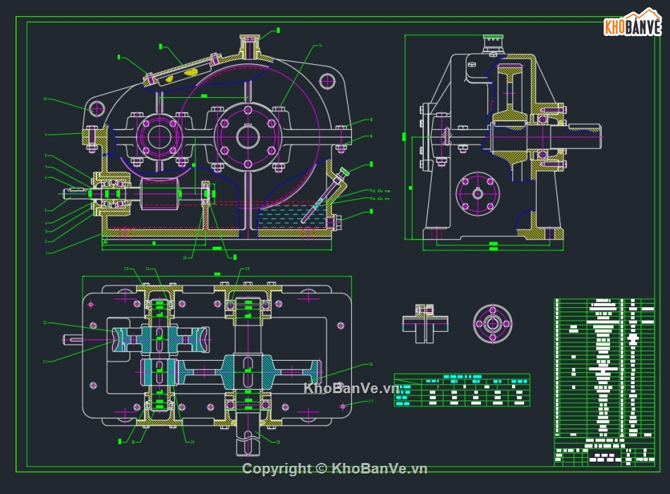 Truyền động cơ khí,Bản vẽ hộp giám tốc,hộp giám tốc hai cấp