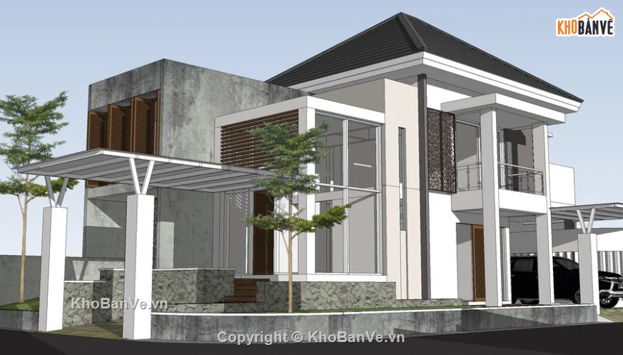 Model su biệt thự 2 tầng,biệt thự 2 tầng file su,file sketchup biệt thự 2 tầng,biệt thự 2 tầng file sketchup