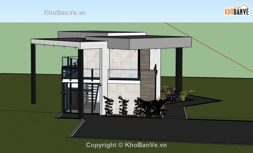 Biệt thự 2 tầng,model su biệt thự 2 tầng,file sketchup biệt thự 2 tầng