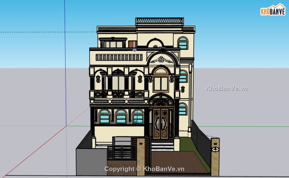 Biệt thự 3 tầng,model su biệt thự 3 tầng,biệt thự 3 tầng file sketchup