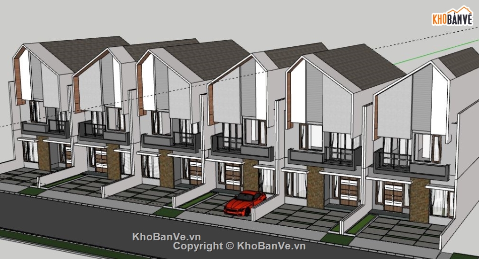 Nhà phố 2 tầng,model nhà phố 2 tầng,file su nhà phố 2 tầng,nhà phố 2 tầng file su,sketchup nhà phố 2 tầng