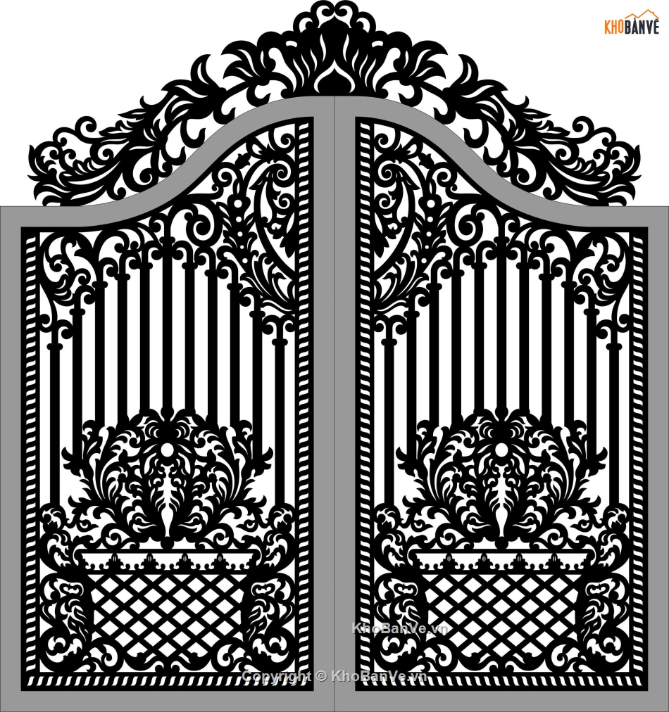Cổng 2 cánh,Cổng cnc file dxf,Cổng 2 cánh file dxf