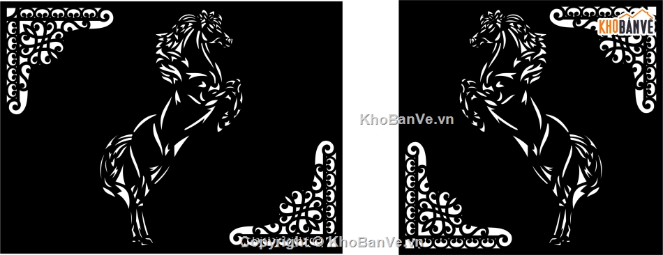 hoa văn cổng ngựa,file dxf hoa văn cổng,ngựa cnc