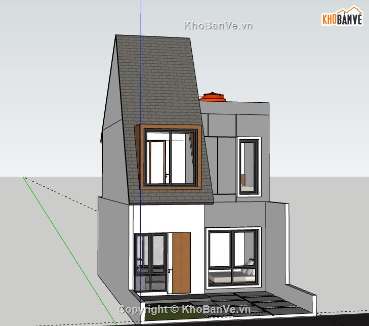 Nhà phố 2 tầng,model su nhà phố 2 tầng,file su nhà phố 2 tầng,sketchup nhà phố 2 tầng,nhà phố 2 tầng model su