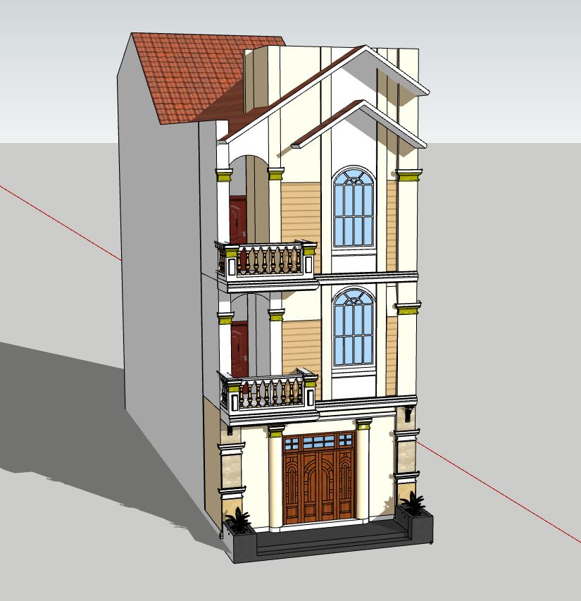 Nhà phố 3 tầng,file sketchup nhà phố 3 tầng,sketchup nhà phố 3 tầng,nhà phố 3 tầng sketchup,file su nhà phố 3 tầng