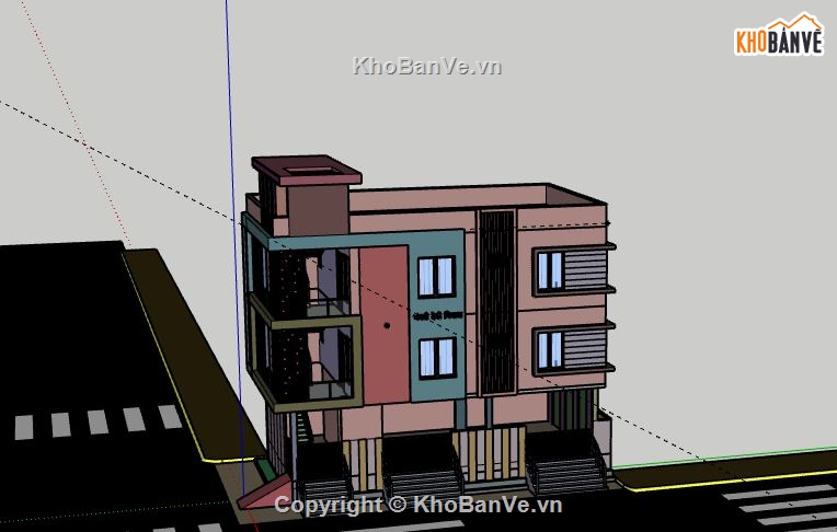 Nhà phố 3 tầng,file su nhà phố 3 tầng,sketchup nhà phố 3 tầng