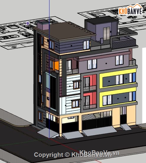 Nhà phố 4 tầng,model su nhà phố 4 tầng,sketchup nhà phố 4 tầng