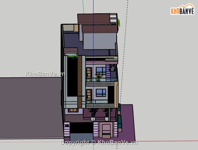 Nhà phố 3 tầng,model su nhà phố 3 tầng,sketchup nhà phố 3 tầng