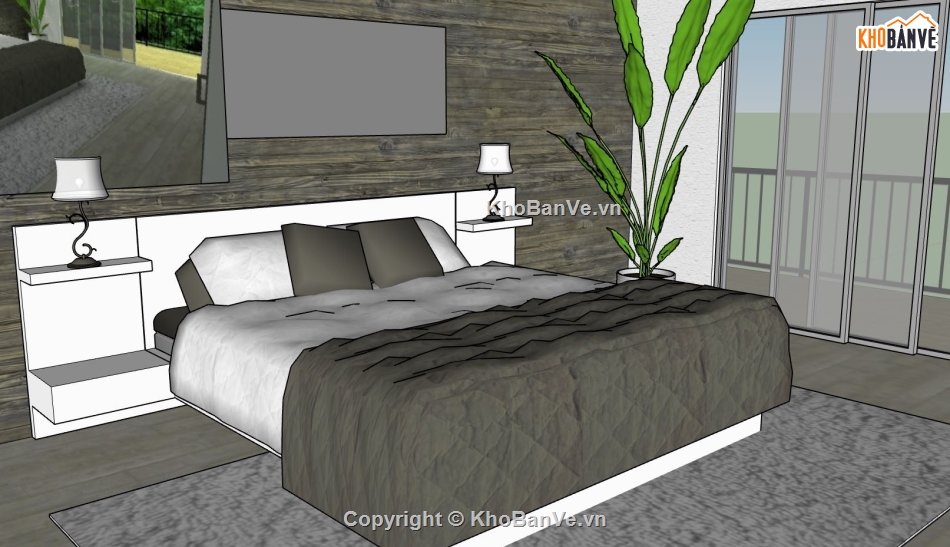 thiết kế phòng ngủ đẹp,sketchup nội thất phòng ngủ,model su phòng ngủ