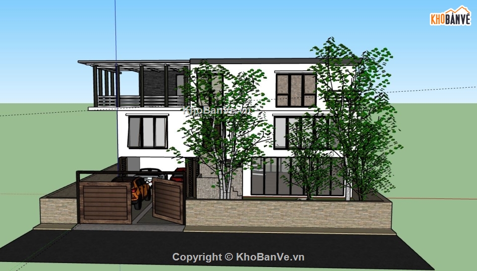 Biệt thự 3 tầng,model su biệt thự 3 tầng,sketchup biệt thự 3 tầng