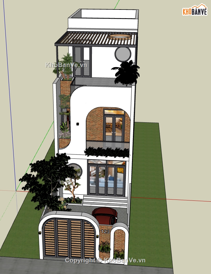 File sketchup Nhà phố 3 tầng,3d sketchup Nhà phố 3 tầng,model sketchup Nhà phố 3 tầng,nhà phố 3 tầng file su