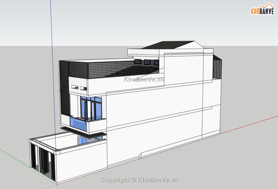 nhà phố 2 tầng,sketchup nhà phố,bao cảnh nhà phố