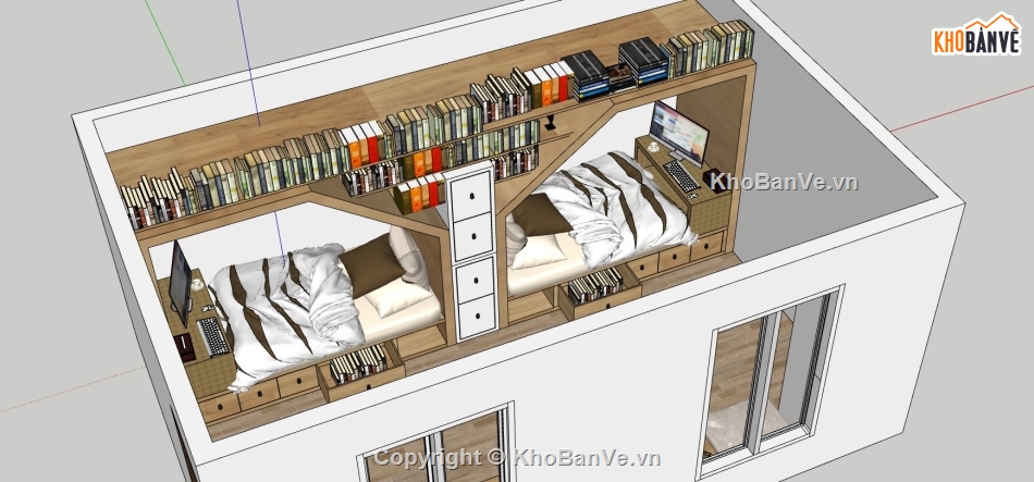 phòng ngủ sketchup,thiết kế phòng ngủ sketchup,thiết kế giường ngủ,Dựng sketchup phòng ngủ
