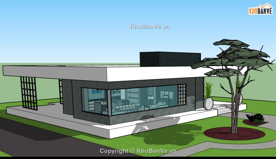 file sketchup nhà ở 1 tầng,model su sketchup nhà ở 1 tầng,3d Model sketchup nhà,file 3d nhà ở,3d sketchup nhà phố,file su nhà phố