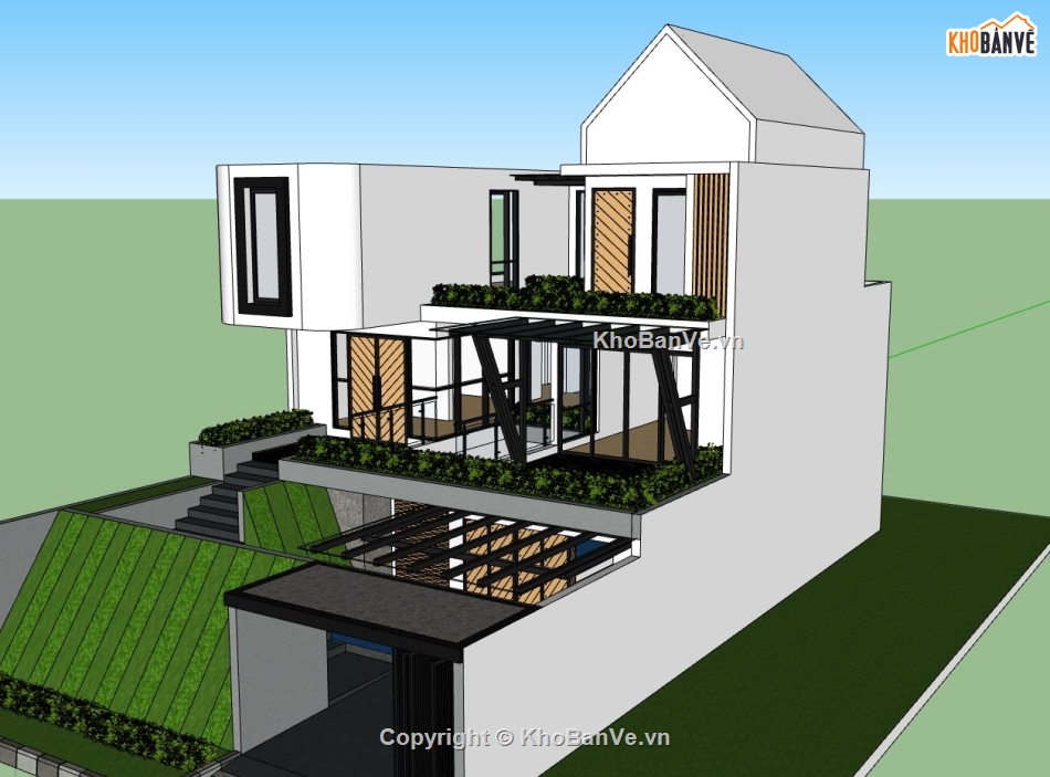 biệt thự 3 tầng,model su biệt thự 3 tầng,mẫu phối cảnh biệt thự 3 tầng,file sketchup biệt thự 3 tầng,biệt thự 3 tầng hiện đại