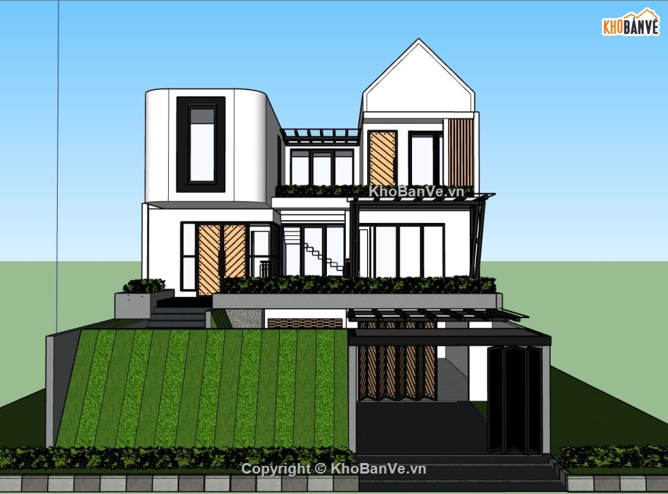 biệt thự 3 tầng,model su biệt thự 3 tầng,mẫu phối cảnh biệt thự 3 tầng,file sketchup biệt thự 3 tầng,biệt thự 3 tầng hiện đại